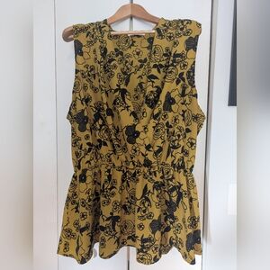 Jessy B Floral Sleeveless Top - Mustard and Black